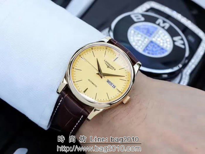 LONGINES浪琴 2018全新 簡約雙曆男士機械腕表 WSS1828